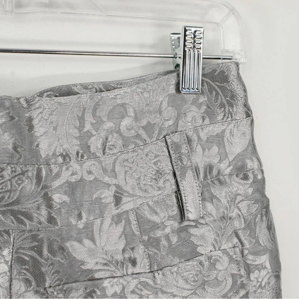 Mary Katrantzou A/W 18 High Rise Metallic Floral Grey Silver Silk Trouser Pants - Picture 4 of 6